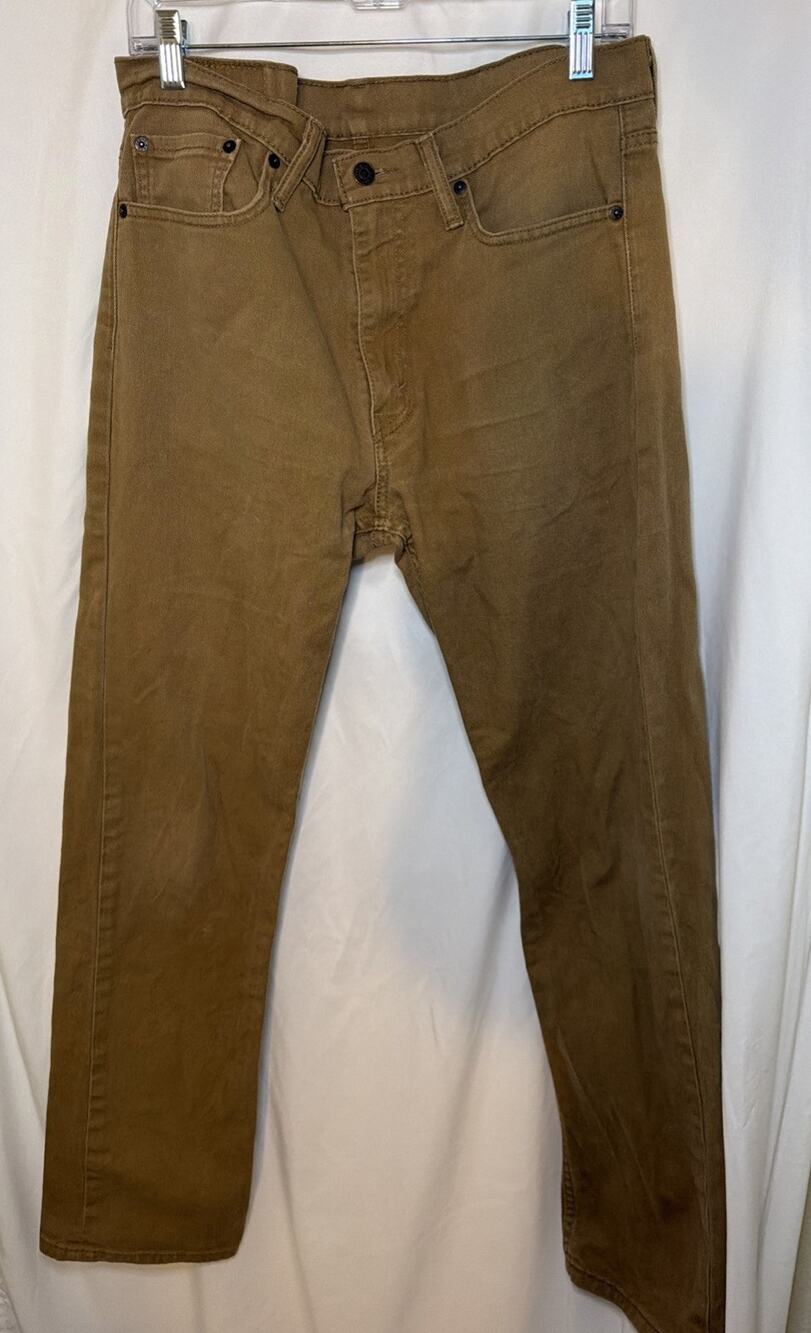 Mens 34x32 Levis Levi's 513 Slim Straight Golden Brown Tan Jeans Pants